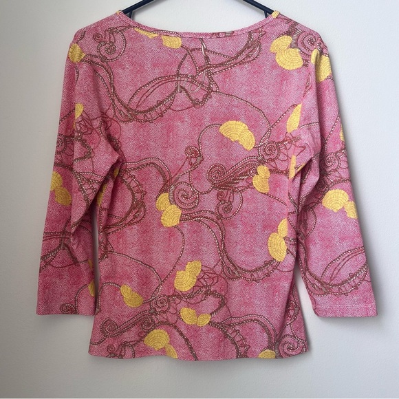 J. McLaughlin Catalina Cloth Red Rope & Shells Stretch V Neck Shirt Size Medium - Picture 5 of 5